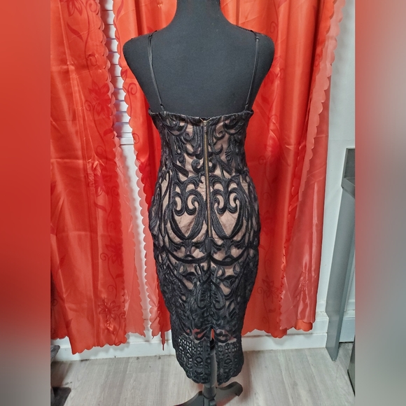 Bardot Black and Nude Lace Spaghetti Strap Midi Dress sz 6 - Picture 4 of 6